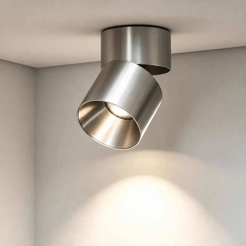 Brisa Bauhaus Silver Cylinder Adjustable Spotlight1.webp