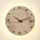 Roman Numeral Travertine Clock Wall Sconce 1.webp