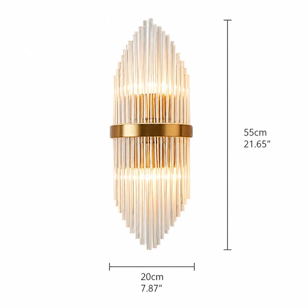 Ivory Gold Clear Glass Wall Sconce Size.webp