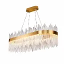 Ivory Oval Single-Ring Clear Glass Rod Pendant Light