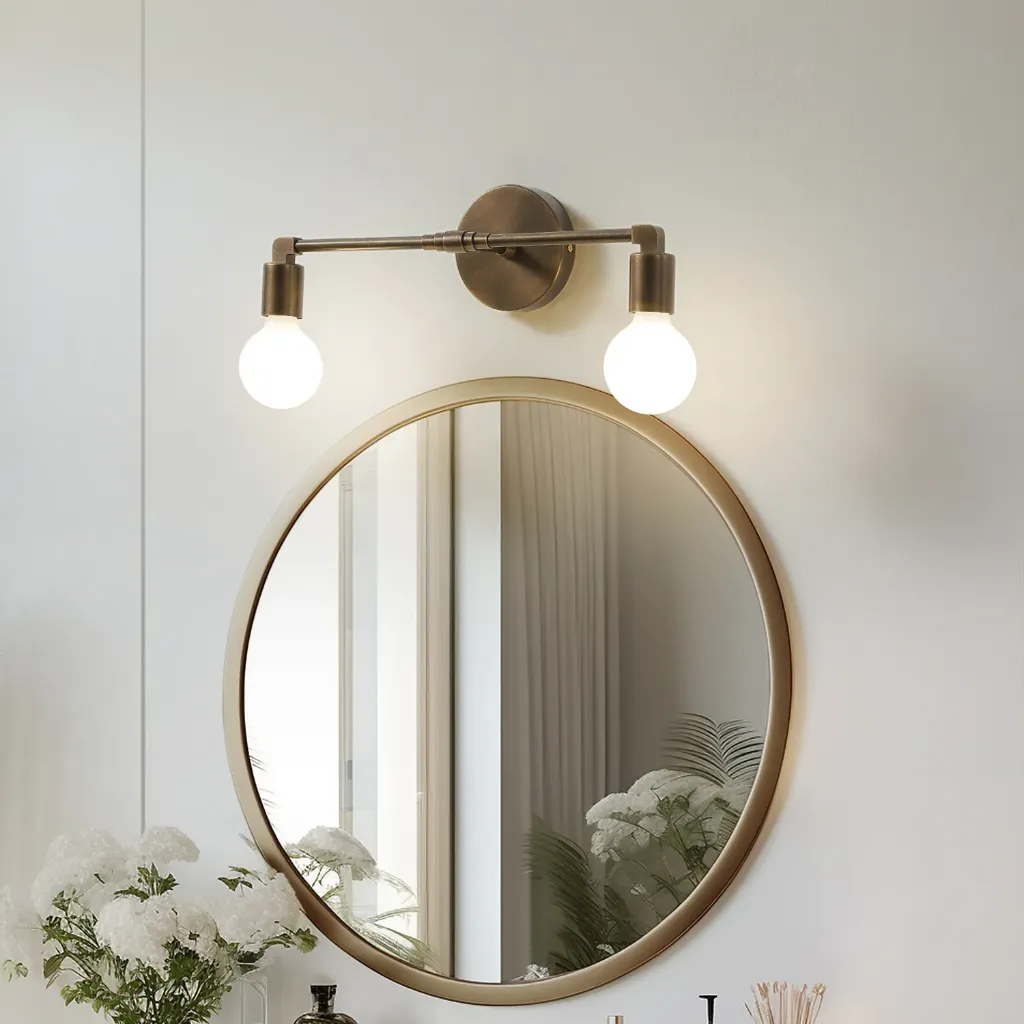 Vintage Solid Copper 2-Light Double Arm Wall Sconce