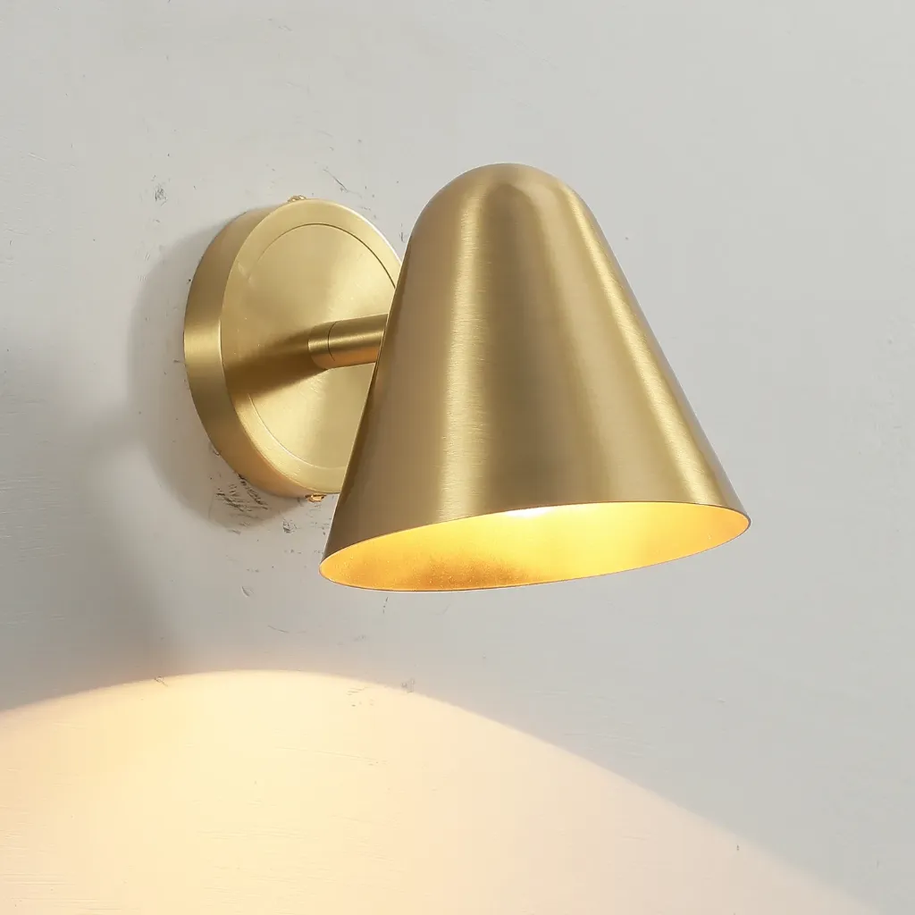 Solid Brass Cone Shade Wall Sconce