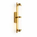 Aster Modern Gold Ribbed Glass LED Wall Sconce, 3000K Indoor Wall Light
