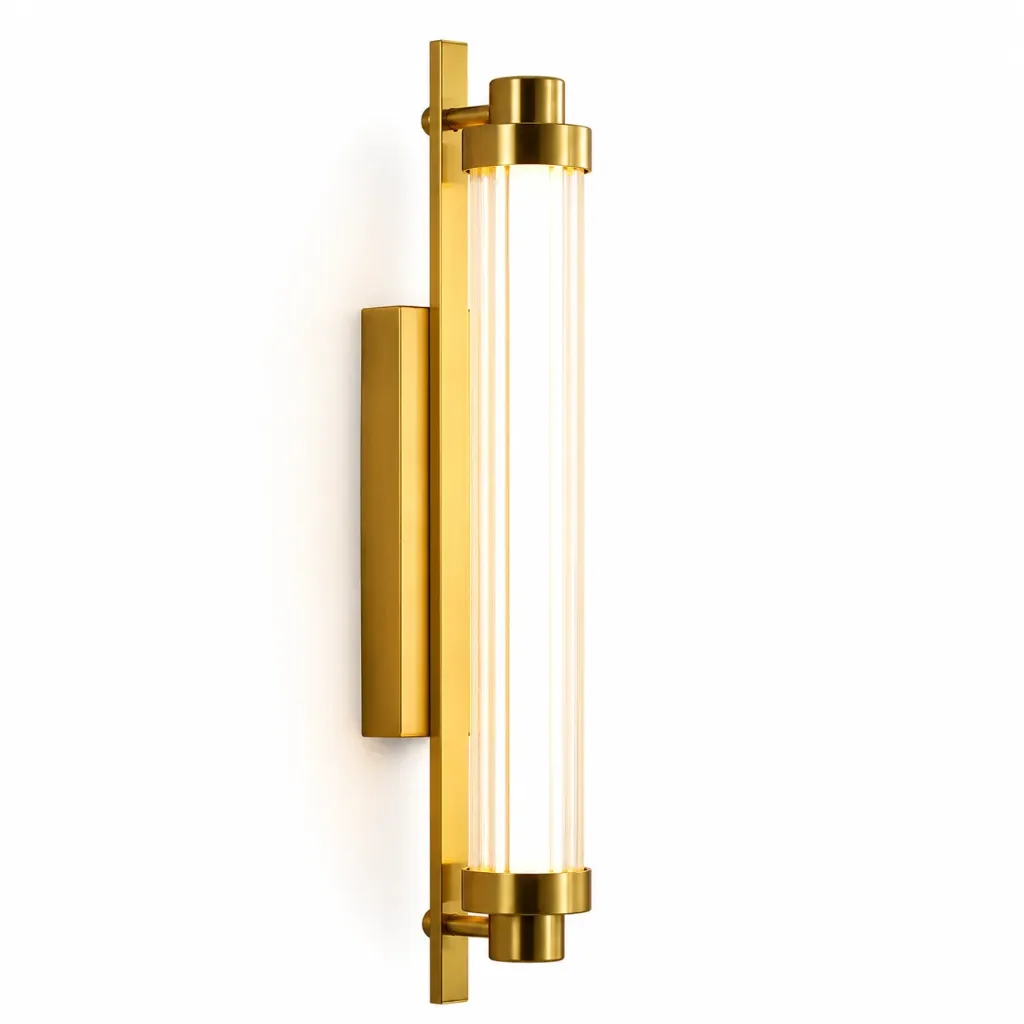 Aster Modern Gold Ribbed Glass Wall Sconce, 40cm 3000K Indoor Wall Light
