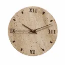 Trav Roman Numeral Travertine Clock Wall Sconce