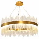 Ivory Single-Ring Clear Glass Rod Pendant Light